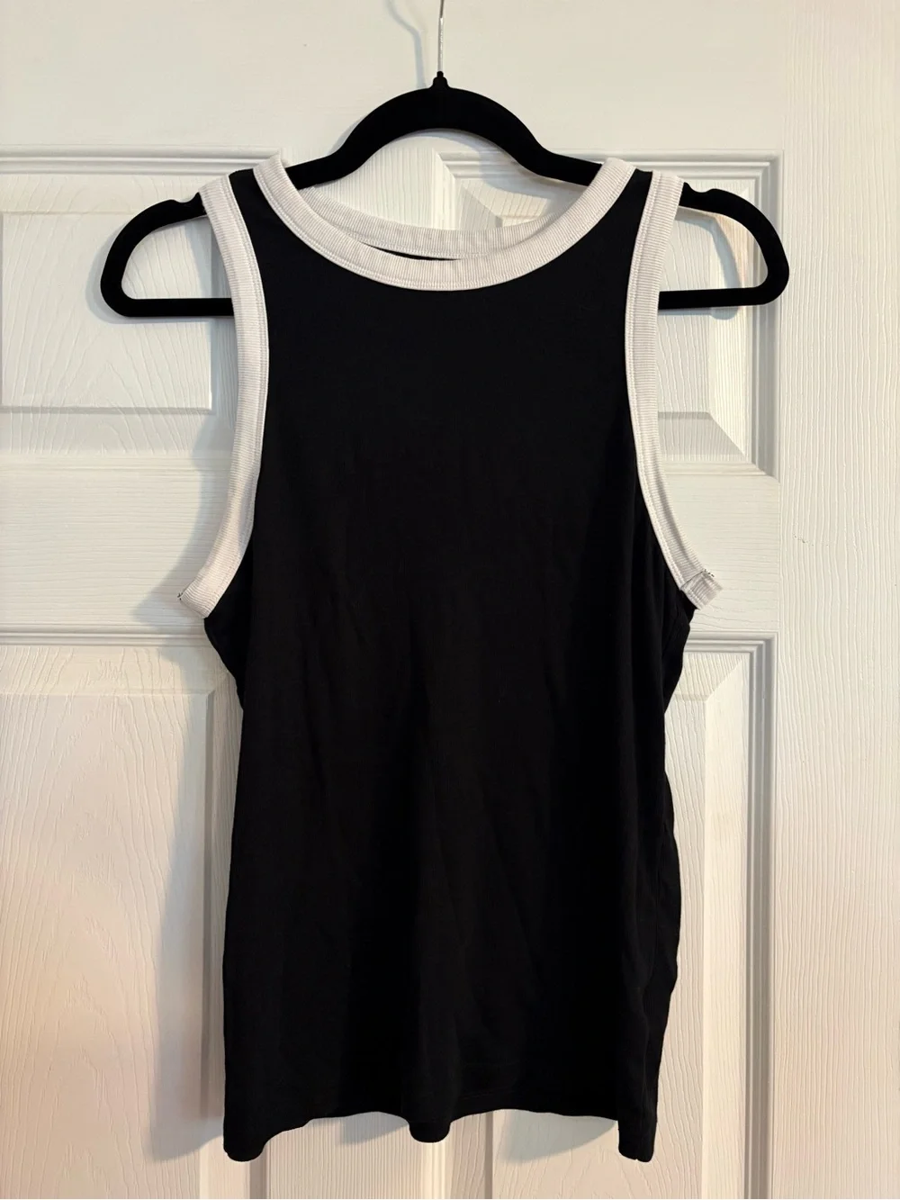 a new day Black Tank Top with White Trim - Women's Sleeveless Ribbed Tank
